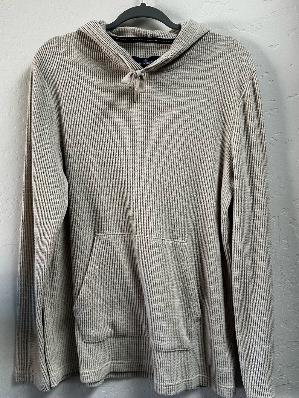 Rainforest Men's Lightweight Waffle Knit Hoodie Pullover - cream